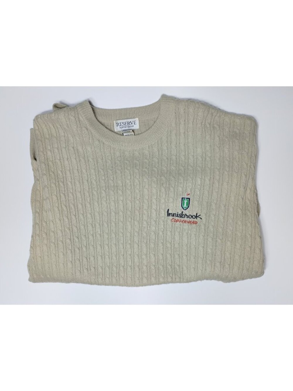 Sport Haley Reserve Men's Cable Knit Sweater XL Innisbrook Golf Vintage Beige